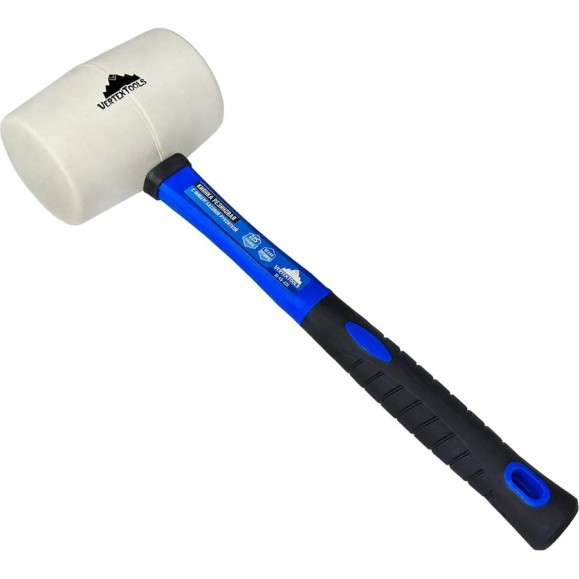 Резиновая киянка vertextools 225 г, белая резина, фибергласовая рукоятка 10-45-225 Резиновая киянка vertextools 225 г, белая резина, фибергласовая рукоятка 10-45-225