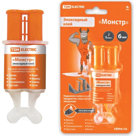 Эпоксидный клей TDM ELECTRIC Монстр (прозрачный; шприц; 6 мл) SQ0542-0006