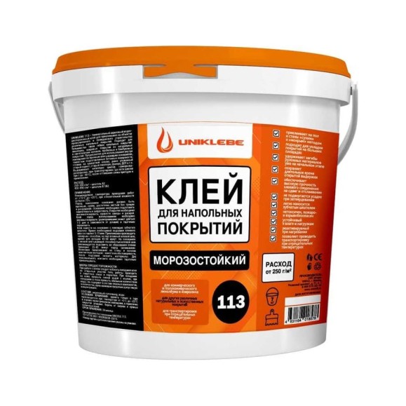 Клей для напольных покрытий UNIKLEBE 113 универсальный, морозостойкий, 7 кг 1130007 Клей для напольных покрытий UNIKLEBE 113 универсальный, морозостойкий, 7 кг 1130007