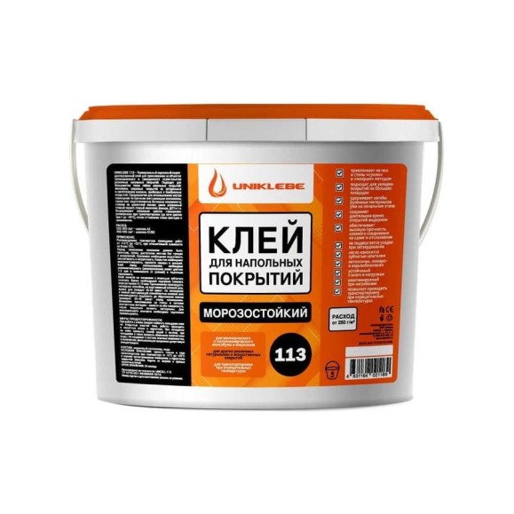 Клей для напольных покрытий UNIKLEBE 113 универсальный, морозостойкий, 4 кг 1130004 Клей для напольных покрытий UNIKLEBE 113 универсальный, морозостойкий, 4 кг 1130004