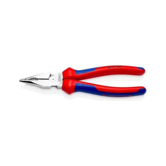 Комбинированные остроконечные плоскогубцы KNIPEX с удлинёнными губками, длина 185 мм, хром, 2-комп ручки KN-0825185 Комбинированные остроконечные плоскогубцы KNIPEX с удлинёнными губками, длина 185 мм, хром, 2-комп ручки KN-0825185