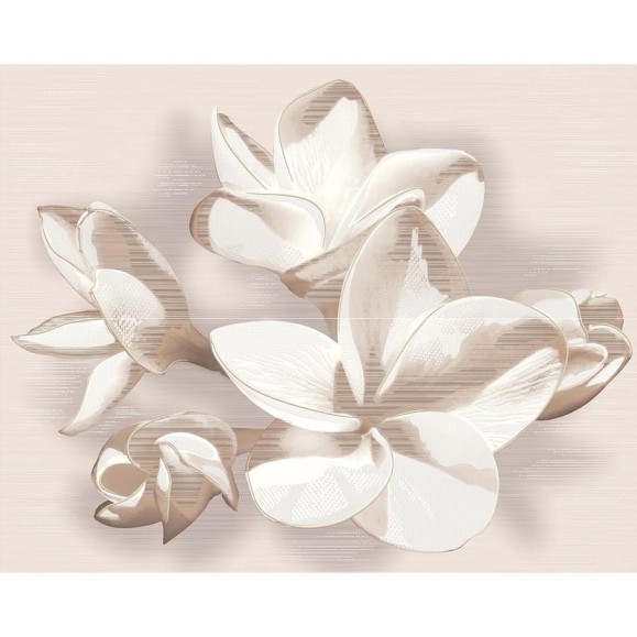 Панно Azori Ceramica amati plumeria beige, 50.5x40.2 см, комплект из 2 плиток 584192004 Панно Azori Ceramica amati plumeria beige, 50.5x40.2 см, комплект из 2 плиток 584192004
