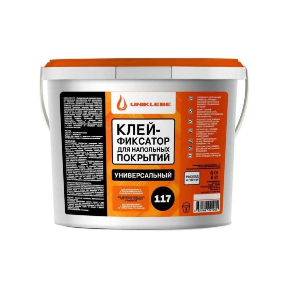 Клей-фиксатор для гибких напольных покрытий UNIKLEBE 117 универсальный, 3 кг 1170003 Клей-фиксатор для гибких напольных покрытий UNIKLEBE 117 универсальный, 3 кг 1170003