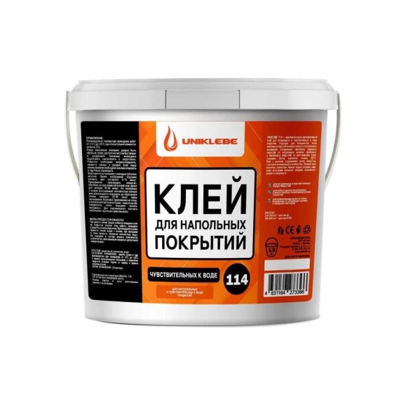 Клей для натуральных и чувствительных к воде напольных покрытий UNIKLEBE 114 1.3 кг 1140013 Клей для натуральных и чувствительных к воде напольных покрытий UNIKLEBE 114 1.3 кг 1140013