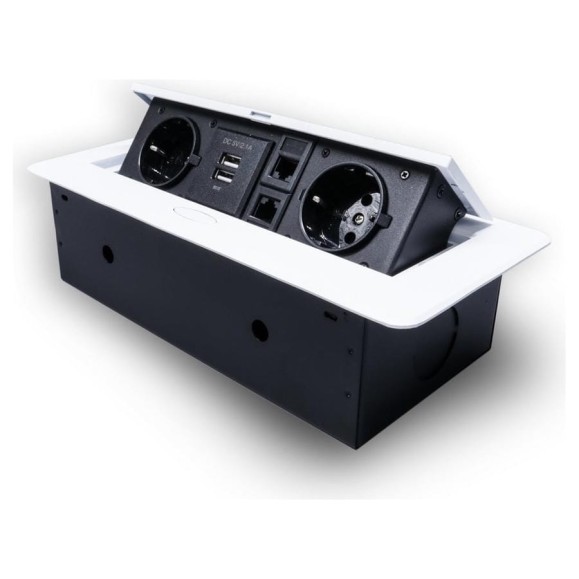 Розетка горизонтальная выдвижная ROCKETSOCKET 2 euro 16a, 2 usb a с блоком 5в/2.1а, 2 rj45, проводка, цвет белый SHS021-W Розетка горизонтальная выдвижная ROCKETSOCKET 2 euro 16a, 2 usb a с блоком 5в/2.1а, 2 rj45, проводка, цвет белый SHS021-W