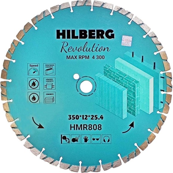 Диск алмазный отрезной Hilberg 350x25.4x12 Revolution HMR808