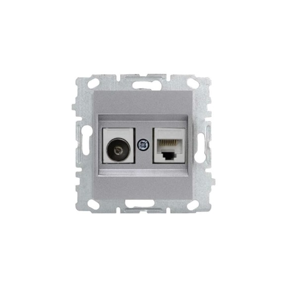 Розетка Metronex Electric Silver для LAN + TV двойная без рамки FRZ00010134SRM Розетка Metronex Electric Silver для LAN + TV двойная без рамки FRZ00010134SRM