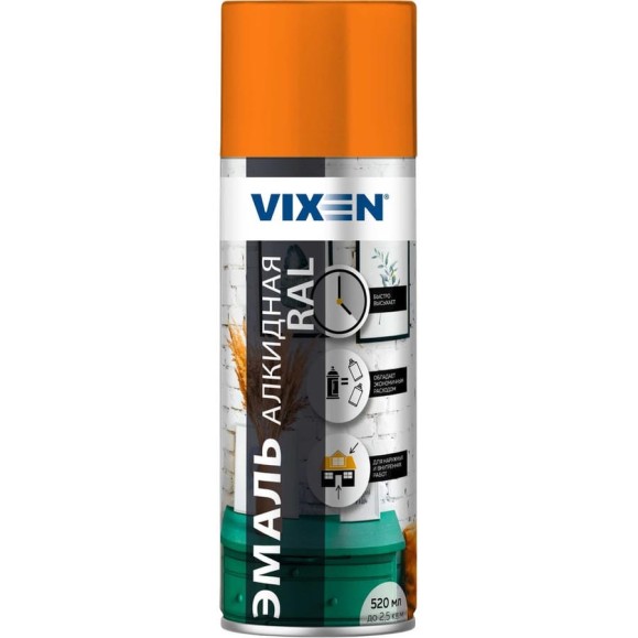 Алкидная эмаль VIXEN оранжевая RAL 2004, аэрозоль, 520 мл VX12004 Алкидная эмаль VIXEN оранжевая RAL 2004, аэрозоль, 520 мл VX12004