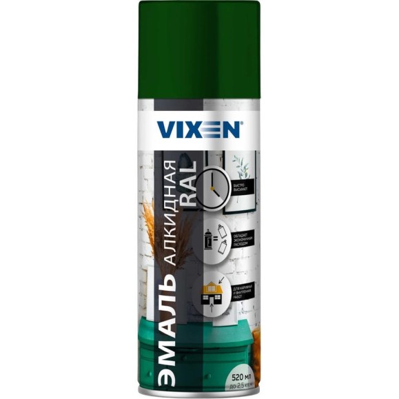 Алкидная эмаль VIXEN RAL аэрозоль, зеленый мох RAL 6005, 520 мл 52712 VX16005 Алкидная эмаль VIXEN RAL аэрозоль, зеленый мох RAL 6005, 520 мл 52712 VX16005
