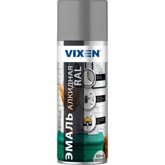 Алкидная эмаль Vixen светло-серая RAL 7035, аэрозоль 520 мл VX17035 Алкидная эмаль Vixen светло-серая RAL 7035, аэрозоль 520 мл VX17035