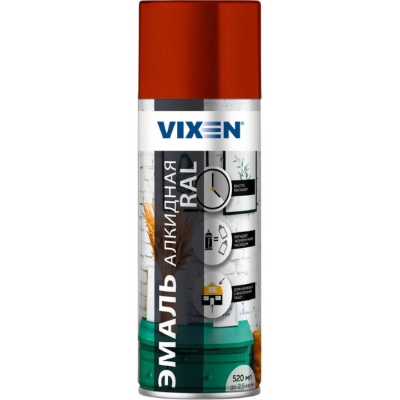 Алкидная эмаль Vixen сигнальный красный RAL 3001 аэрозоль 520 мл VX-13001 Алкидная эмаль Vixen сигнальный красный RAL 3001 аэрозоль 520 мл VX-13001