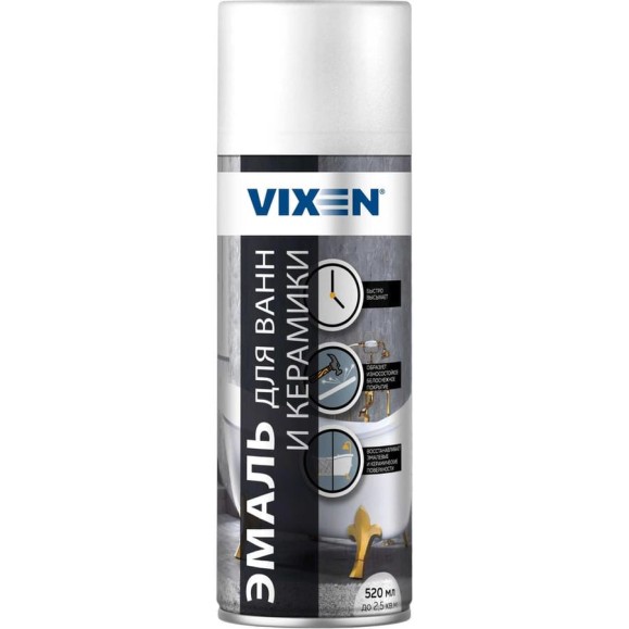 Эмаль для ванн и керамики VIXEN аэрозоль, белый, 520 мл VX55002