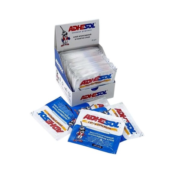 Эпоксидный клей ADHESOL Extra strenght в пакетиках, высокопрочный, 4 мл, 25 шт. 500515 Эпоксидный клей ADHESOL Extra strenght в пакетиках, высокопрочный, 4 мл, 25 шт. 500515