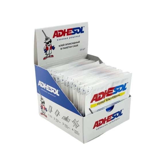 Эпоксидный клей ADHESOL Super universal универсальный, в пакетиках, 4 мл, 25 шт. 500517
