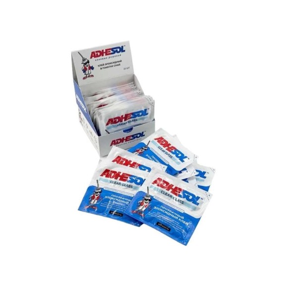 Эпоксидный клей ADHESOL Clear glass в пакетиках, прозрачный, 4 мл, 25 шт. 500521