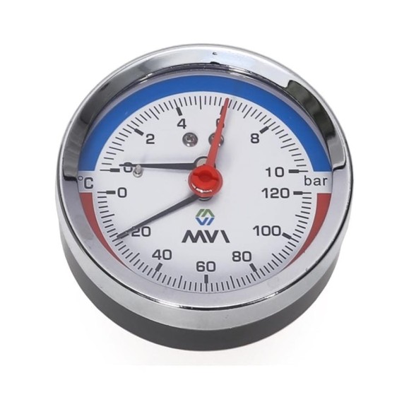 Аксиальный термоманометр MVI до 10 бар, 0C-120C, D80 мм, подключение G1/2 ATM.80.12010.04 Аксиальный термоманометр MVI до 10 бар, 0C-120C, D80 мм, подключение G1/2 ATM.80.12010.04
