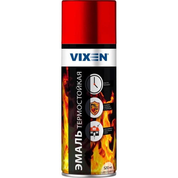 Термостойкая эмаль Vixen ярко-красный аэрозоль 520 мл VX53006