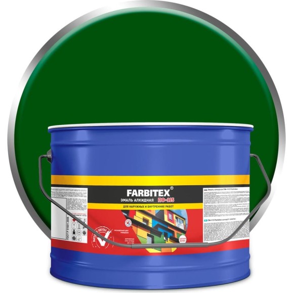Алкидная эмаль FARBITEX ПФ-115 (ярко-зеленый; 10 кг) 4300005161 Алкидная эмаль FARBITEX ПФ-115 (ярко-зеленый; 10 кг) 4300005161