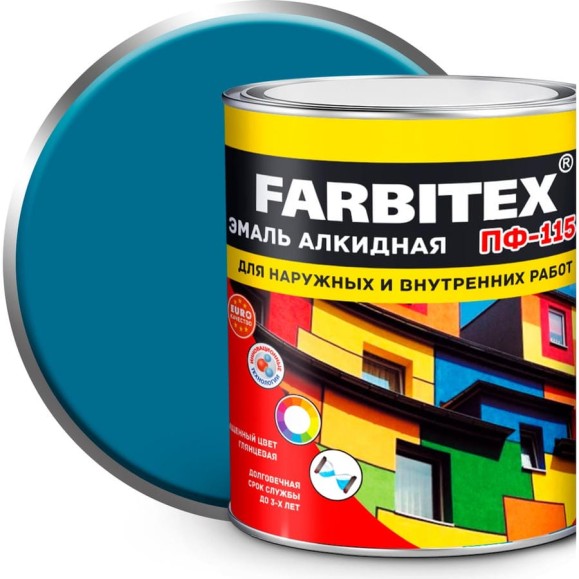 Алкидная эмаль FARBITEX ПФ-115 (голубой; 1.8 кг) 4300006019