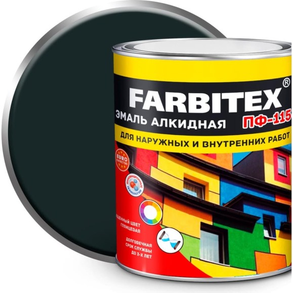 Алкидная эмаль FARBITEX ПФ-115 (темно-серый; 2.7 кг) 4300004387