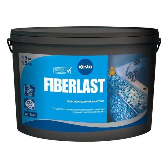 Гидроизоляционная мастика Kesto Fiberlast, 15 кг 80648