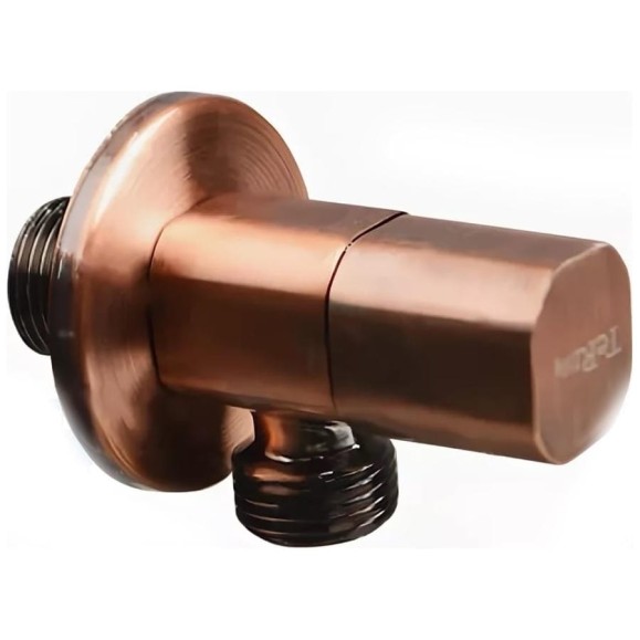 Угловой кран Terma 1/2 н/н керамический затвор (ручка квадратная red bronze) 33637 26220
