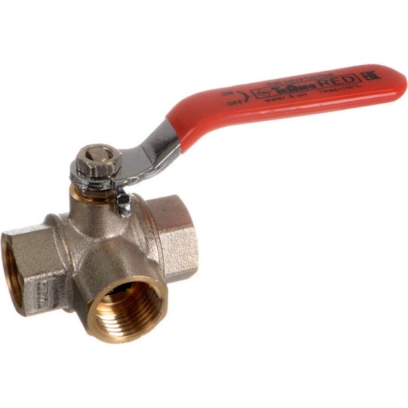 Шаровой кран Terma red 3/4 l-образный трехходовой ручка 31064 26164 Шаровой кран Terma red 3/4 l-образный трехходовой ручка 31064 26164
