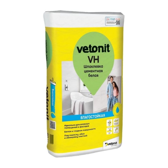 Шпаклевка влагостойкая цементная Vetonit Vh 20 кг 1025054 Шпаклевка влагостойкая цементная Vetonit Vh 20 кг 1025054
