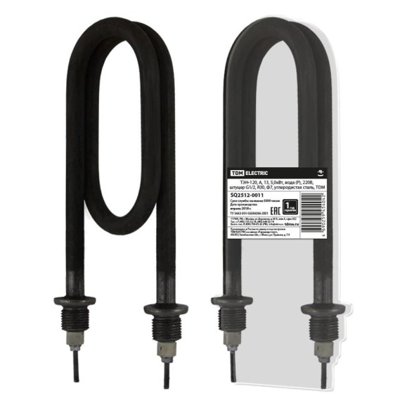 ТЭН TDM ELECTRIC 120, А, 13, 5 кВт, вода (Р), 220В, штуцер G1/2, R30, Ф7, углеродистая сталь SQ2512-0011