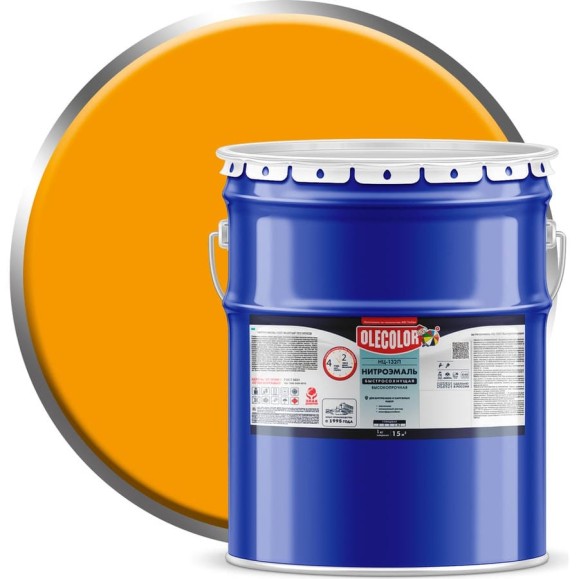 Эмаль OLECOLOR НЦ-132П желтый, 17 кг 4100000056