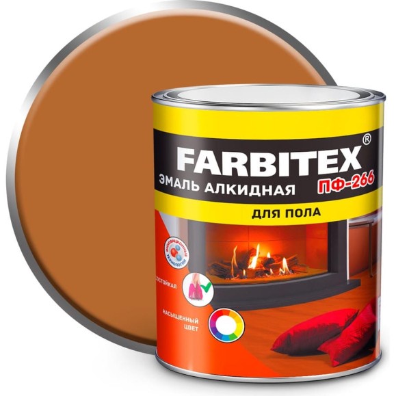 Алкидная эмаль FARBITEX ПФ-266 светлый орех, 1.8 кг 4300011426 Алкидная эмаль FARBITEX ПФ-266 светлый орех, 1.8 кг 4300011426