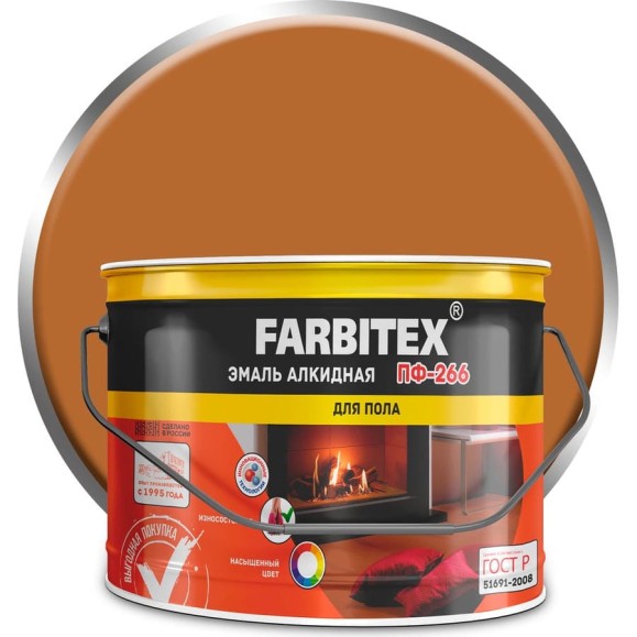 Алкидная эмаль FARBITEX ПФ-266 светлый орех, 20 кг 4300011430 Алкидная эмаль FARBITEX ПФ-266 светлый орех, 20 кг 4300011430