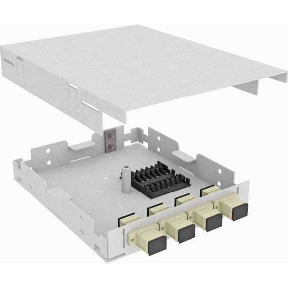 Настенный оптический кросс TopLan 4 SC/PC адаптера, многомодовый MM 50/125 (OM3), укомплектованный, КРНМ-Top-04SC/P-OM3-GY