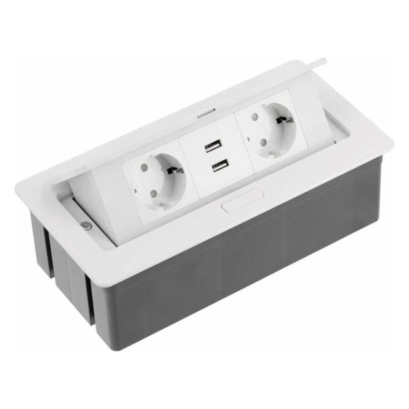 Врезной прямоугольный удлинитель GTV soft, 2xschuko, 2xusb/5v, вилка провод 1,5м, белый AE-PBSUC2GS-10 Врезной прямоугольный удлинитель GTV soft, 2xschuko, 2xusb/5v, вилка провод 1,5м, белый AE-PBSUC2GS-10