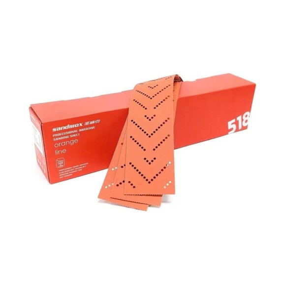 Полоски шлифовальные на пленочной основе 518 LC ORANGE CERAMIC MULTIHOLES Р120, 70x400 мм, 50 шт SANDWOX 518.70.40.120.LC Полоски шлифовальные на пленочной основе 518 LC ORANGE CERAMIC MULTIHOLES Р120, 70x400 мм, 50 шт SANDWOX 518.70.40.120.LC