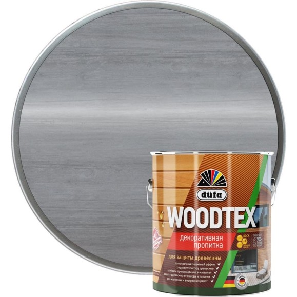 Декоративная пропитка для защиты древесины Dufa WOOD TEX серая, 3 л МП00-011150 Декоративная пропитка для защиты древесины Dufa WOOD TEX серая, 3 л МП00-011150