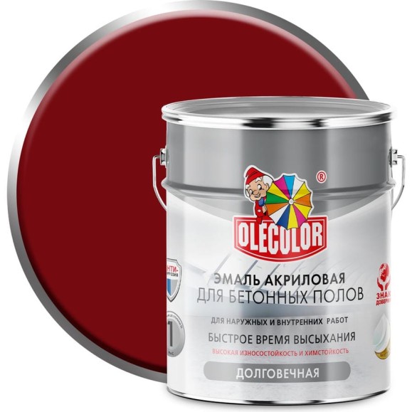 Акриловая эмаль для бетонных полов OLECOLOR красно-коричневый, 3.5 кг 4300007707 Акриловая эмаль для бетонных полов OLECOLOR красно-коричневый, 3.5 кг 4300007707