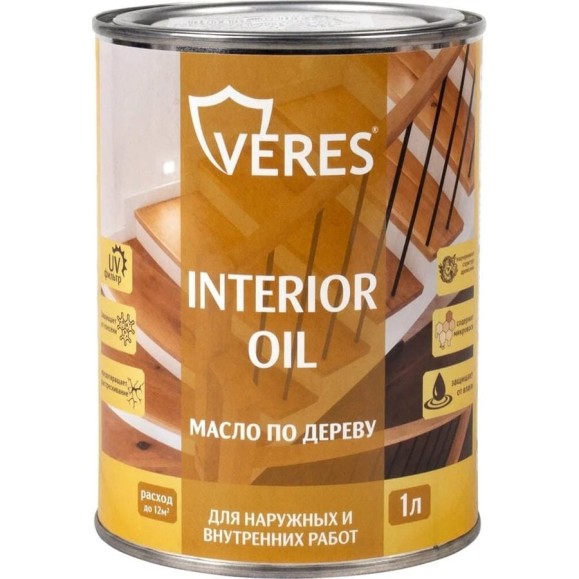 Масло для дерева VERES interior oil, 1 л, бесцветное 255500 Масло для дерева VERES interior oil, 1 л, бесцветное 255500
