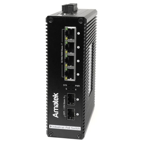 Промышленный 6-портовый гигабитный управляемый коммутатор Amatek An-sxgm6p4a 7000790