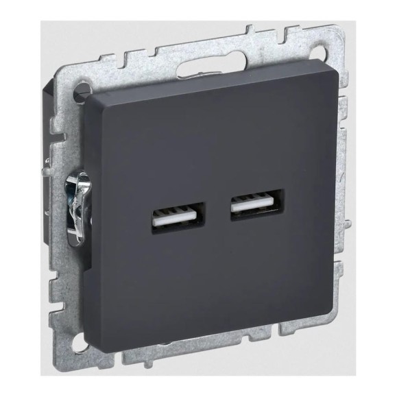 Розетка USB IEK Brite a+a 5в 3,1а рю10-1-брг графит BR-U21-D31-K53