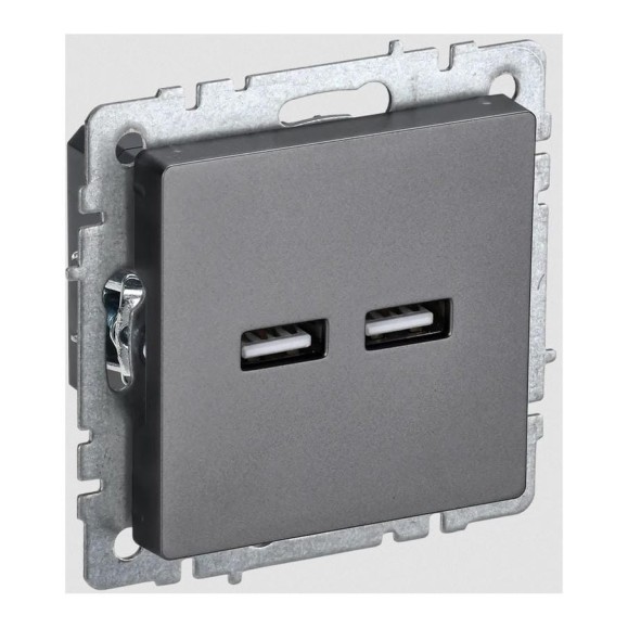 Розетка USB IEK Brite a+a 5в 3,1а рю10-1-брс сталь BR-U21-D31-K46