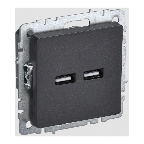 Розетка USB IEK Brite a+a 5в 3,1а рю10-1-брч черный BR-U21-D31-K02
