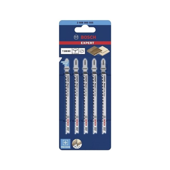 Пилки Expert Т308ВO, HCS, 5 шт для лобзика Bosch 2608900555
