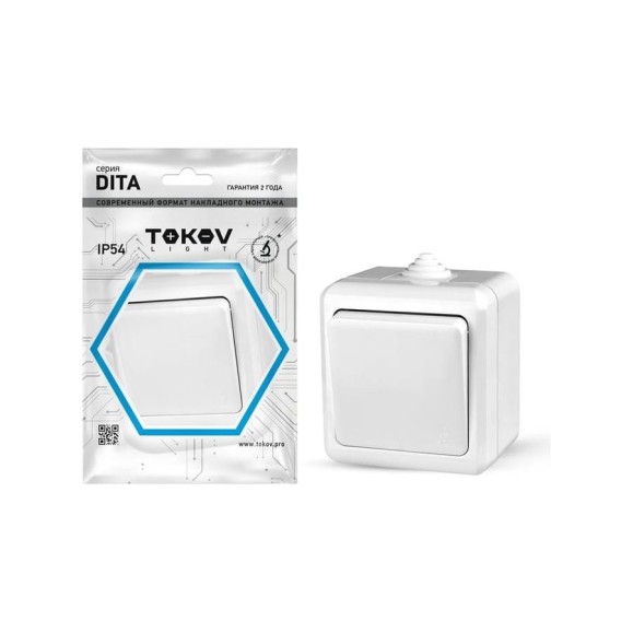 Выключатель TOKOV ELECTRIC 1-кл. оп dita ip54 10а 250в бел. TKL-DT-V1-C01-IP54 Выключатель TOKOV ELECTRIC 1-кл. оп dita ip54 10а 250в бел. TKL-DT-V1-C01-IP54