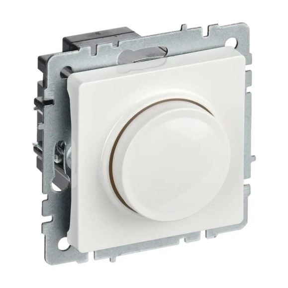 Поворотно-нажимной светорегулятор IEK Brite сс10-1-0-брб 600вт, белый BR-D20-0600-K01