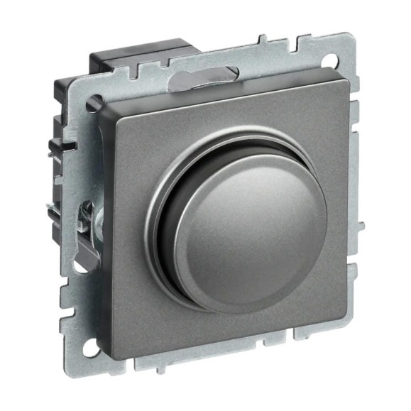 Поворотно-нажимной светорегулятор IEK Brite сс10-1-0-брс 600вт, сталь BR-D20-0600-K46