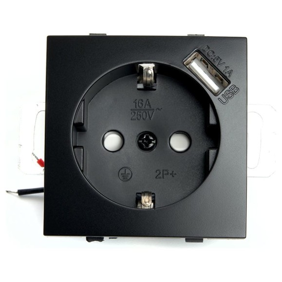 1-местная розетка STEKKER с заземлением (механизм) с USB, серия Эрна, PST16-9111-03 49155