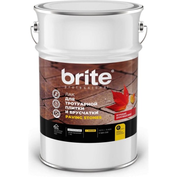 Лак для тротуарной плитки, камня и брусчатки BRITE PROFESSIONAL с эффектом 
