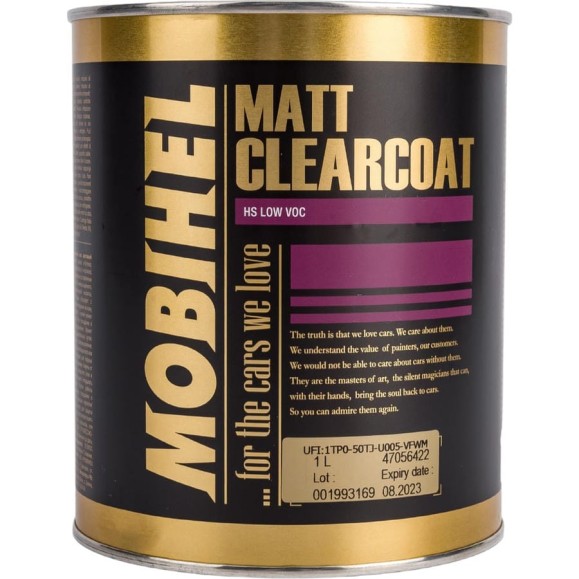 Бесцветный матовый лак MOBIHEL 2К HS low VOC, 1 л 47056422 Бесцветный матовый лак MOBIHEL 2К HS low VOC, 1 л 47056422